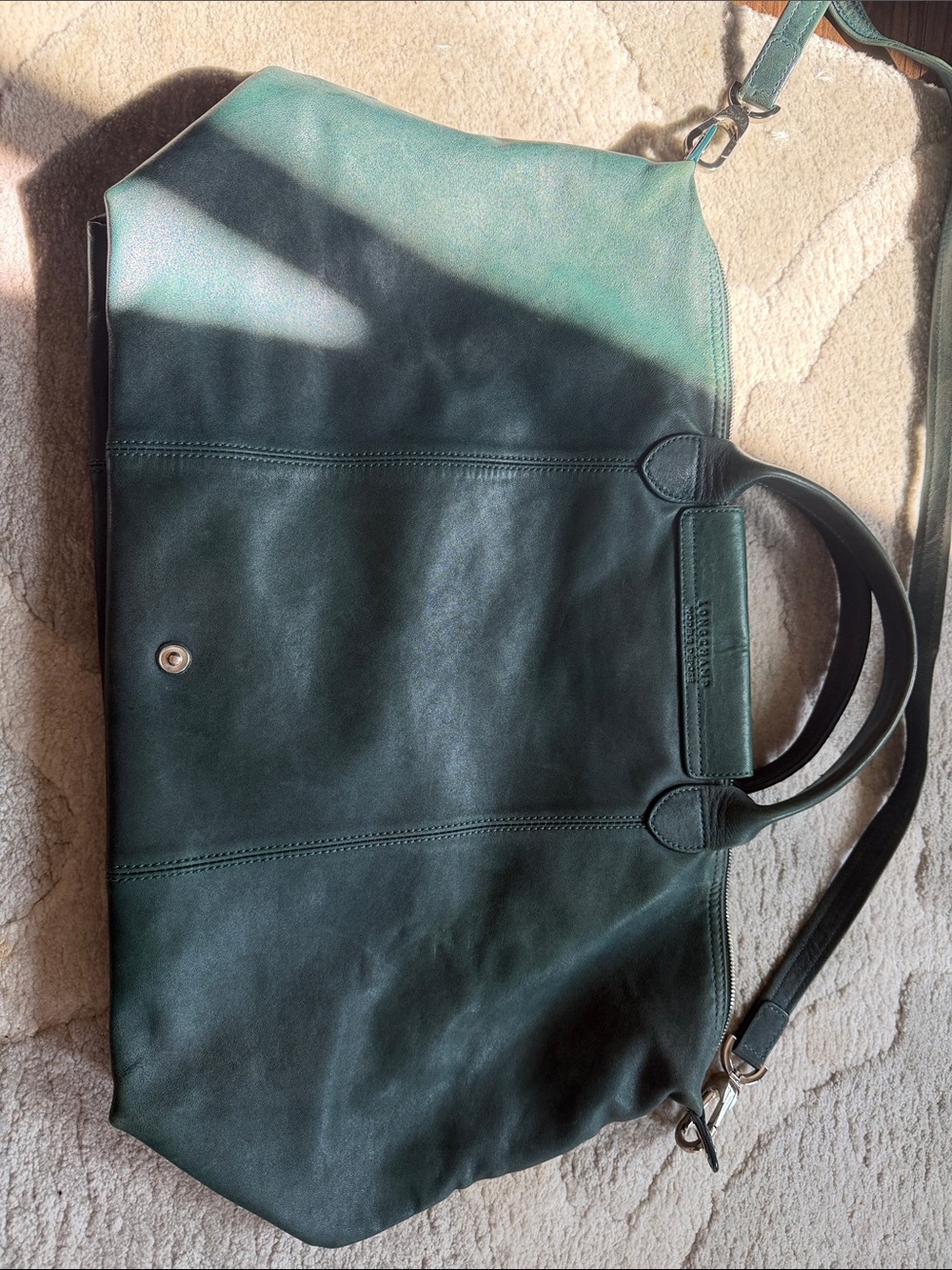 Longchamp Dark Green Leather Shoulder Bag - Picture 14 of 14